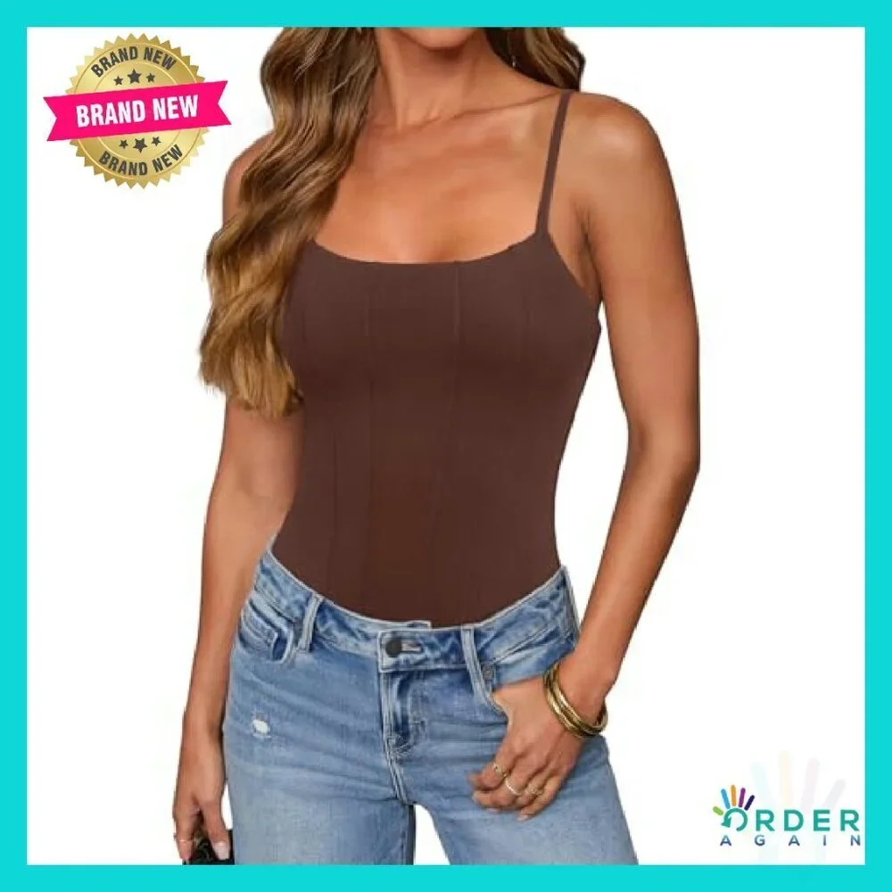 Sexy Square Neck Corset Bodysuit Adjustable Straps Backless Sleeveless Y2K
